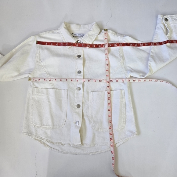 Zara Girls 11/12 Ivory Shacket Denim Cotton Button‎ Front Layering Spring - Picture 9 of 9